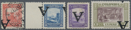 **/*/O Kolumbien: 1950, Country Scenes Airmail Issue Four Different Values With INVERTED Opt. 'A' (Avianca) Incl. 10c. U - Colombie