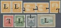 **/* Kolumbien: 1950, Country Scenes Airmail Issue With Opt. 'L' (Lansa) 13 Values All Showing Varieties Incl. Singles O - Colombia