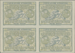 GA Niederlande - Ganzsachen: Design "Madrid" 1920 International Reply Coupon As Block Of Four 30 Cent Nederland. - Postal Stationery