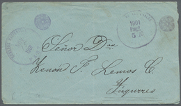 Br Kolumbien - Stempel: PASTO NOV 15 1901 And Rare "1901 Pago 5 C" Two Rare Violed Paid Duplex-cancels On Stampless Enve - Colombia