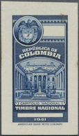 (*) Kolumbien - Besonderheiten: Revenues: 1941, Imperforated "Timbre National" Blue Proof On Card, Fine - Colombie