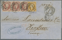 Br Norwegen: 1860. Envelope (horizontal And Vertical Fold, Traces Of Ageing) Addressed To France Bearing 'Oscar' - Unused Stamps