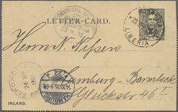 GA Liberia: 1905. Postal Stationery Letter Card 3 Cents Black Cancelled By Monrovia Date Stamp Addressed To Gerrnany Wit - Liberia