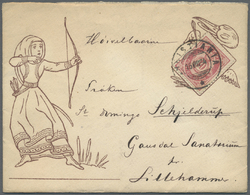 Br Norwegen: 1882, 10 ö. Rose Tied By Cds. "CHRISTIANIA 16.VIII.84" To Wonderful Ornamental Cover Incl. Letter Wi - Nuovi