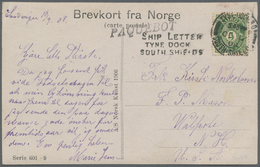 Br Norwegen: 1893, 5 ö. Green Tied By Cds. "TYNE DOCKS SOUTH SHIELDS OC.12.08" To Picture Card Used From Sandvige - Unused Stamps