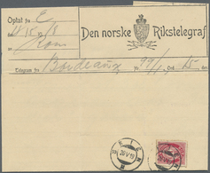 Br Norwegen: 1919, 20.5., Telegramm Aus Bordeaux Nach Skien Mit 10 Öre Posthorn Frankiert, Selten. - Unused Stamps