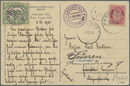 Br Norwegen - Privatpost Spitzbergen:  1910 Spitzbergen Ansichtskarte  Eisfjord Mit Walgerippe  Mit  Eindruck Und - Local Post Stamps