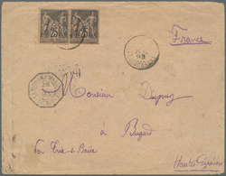 Br Madagaskar: 1893, Letter With Two Copies Of 25 Cent Type Sage Sent From TANANARIVE With French Shipmark "LA REUNION A - Madagascar (1960-...)