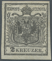 * Österreich: 1850/54: 2 Kreuzer Grauschwarz, Handpapier Type I A, Ungebraucht. Laut Dr. Ferchenbauer: "Die Mark - Neufs