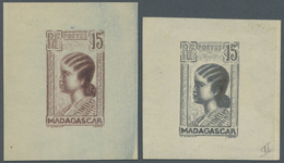 (*) Madagaskar: 1930, Definitives "Rural Life", Design "Native Woman", Two Imperforate Essays Of Not Realised Design By  - Madagascar (1960-...)