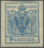 * Österreich: 1850/54: 9 Kreuzer Blau, Maschinenpapier Type III A, Mit Dem Für Diese Type Charakteristischem Pla - Neufs