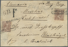 Br/Brrst Marianen: 1895 (c.): Front Of Parcel Of Samples Sent From The MARIANAS To GERMANY 'via Hong-Kong', Franked With - Mariannes