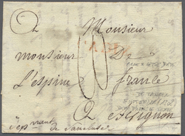 Br Marokko: 1808. Stampless Envelope Written From Tangier Dated '7th Sept' (1808) Addressed To France Cancelled By Hand- - Marocco (1956-...)