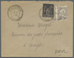 Br Marokko: 1896. Envelope Addressed To The 'Receiver Of The French Postes, Tangier' Bearing French Maroc Yvert 3a, 10c  - Marocco (1956-...)