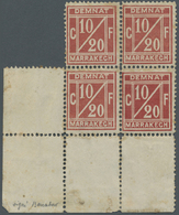 **/* Marokko: 1906. Demnat à Marrakech. Bloc De 4, Cdf, Signé Scheller, Superbe: 10/20c, Lie De Vin. RRR! - Maroc (1956-...)