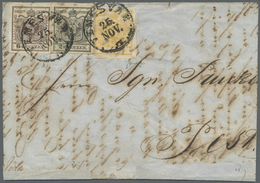 Br Österreich: 1850, Brief Mit Dreifarbenfrankatur 1 Kr. Orangeocker, 2 Kr. Schwarz Und 6 Kr. Kastanienbraun, All - Unused Stamps