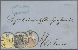 Br Österreich: 1858, 1, 2 Und 6 Kreuzer, 3 Einzelstücke Als 3-Farben-Frankatur Auf Faltbrief Von "WIEN 20/9 8 A" - Unused Stamps