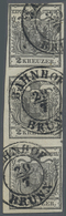 O Österreich: 1850, 2 Kr. Grauschwarz, Type Ia, Allseits Voll- Breitr., Feiner Senkr. 3er-Streifen, Dabei Mittle - Unused Stamps