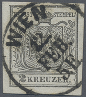 O Österreich: 1850, 2 Kreuzer, Handpapier, Type Ia, Gute Farbe Silbergrau, Allseits Voll- Bis Breitrandig Mit Na - Neufs