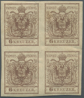 */ Österreich: 6 Kr. Maschinen Papier, Ungebrauchter Sehr Breitrandiger Und Farbfrischer Viererblock, Im Re. Rand - Unused Stamps