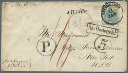 Br Österreich: 1852, 9 Kreuzer Blau, Allseits Voll- Bis Breitrandig Als Einzelfrankatur Auf Teilfranco-Brief Aus - Neufs