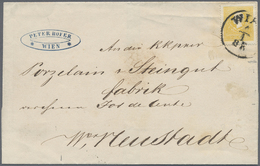 Br Österreich: 1859, 2 Kr Dunkelgelb, Type I, EF Auf Faltbriefhülle Von WIEN, 1/1, Nach Wiener Neustadt, Pracht, - Neufs
