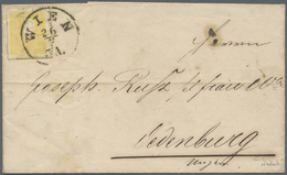 Br Österreich: 1860, 2 Kr. Gelb Type II Mit Briefstück In Markengröße Auf Kompletter Drucksachen-Hülle Von Wien N - Neufs