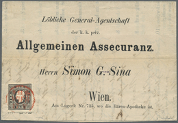 Br Österreich: 1858/59, 3 Kr. Tiefschwarz, Type II, Kleiner Andreaskreuz-Ansatz Unten, Auf Vollständigem Ortsbrie - Neufs