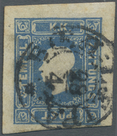 O Österreich: 1858, Zeitungsmarke (1.05 Kr.) Blau Allseits Voll- Bis überrandig (rechts Unten Eng) Mit Schönem S - Neufs