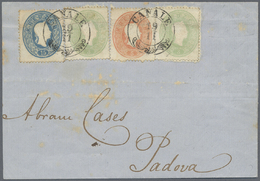 Br Österreich: 1861, 2 X 3 Kr Grün, 5 Kr Rot Und 15 Kr Blau, Waagerecht Nebeneinander Geklebt Als Buntfrankatur A - Neufs