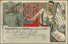 Ansichtskarten: Motive / Thematics: SPORT/TURNEN: 3 Karten - "Gauturnfest In HERFORD 1905", "TURNERB - Andere & Zonder Classificatie