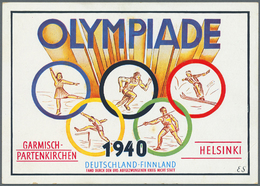 Ansichtskarten: Motive / Thematics: SPORT / OLYMPIA, 1940 Garmisch-Partenkirchen Und Helsinki, Dekor - Other & Unclassified