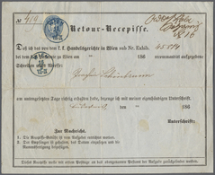 Br Österreich: 1863, 10 Kr. Blau, "Doppeladler", Zähnung 9½ Auf Retour - Recepisse, Entwerte Mit Seltenem Blauem - Neufs