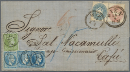 Br Österreich: 1866: Kompletter Geschäftsbrief Von Wien Via Triest Nach CORFU, Zunächst Frankiert Mit 'Wappen' 5 - Neufs