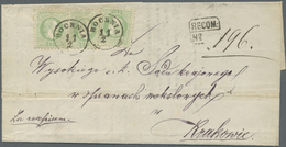 Br Österreich: 1867, 5 Kr. Karmin Und Fünf Einzelwerte 3 Kr. Grün Jeweils Mit Klarem EKr. "BOCHNIA 11.2.(72)" (Ga - Neufs