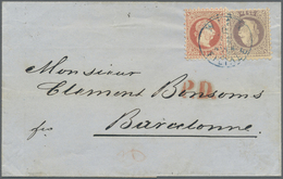 Br Österreich: 1869, 5 Und 25 Kr. Franz Josef, Feiner Druck Auf "P.D.-Brief" Mit Blauem K1 WIEN FILIALE Nach Barc - Neufs