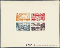 (*)/** Marokko: 1949, "SOLIDARITE 1948", Souvenir Sheet No. 1, Four Imperforate Colour Proofs In Differing Colours (numb - Marocco (1956-...)