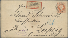 GA Österreich: 1880, Deutscher Transit-Reko-Zettel Vom Auslande über Bahnpost 21 (Eger-Reichenbach) Auf 5 Kr Ganz - Unused Stamps