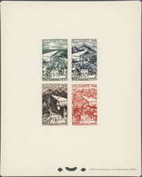 **/(*) Marokko: 1949, "SOLIDARITE 1948", Four Airmail Stamps Each As Epreuve De Luxe; In Addition Four Imperforate Colou - Morocco (1956-...)