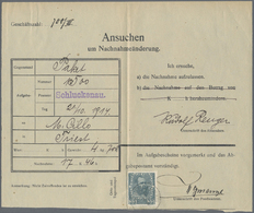 Br Österreich: 1913/14, 25 Bzw. 35 Heller Je Als EF Auf "Ansuchen Um Nachnahmeänderung" Von Schluckenau  Nach Bal - Nuovi