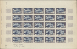 ** Marokko: 1951, 50fr. Sanatorium Of Ben Smine, Imperforate Colour Proof Sheet Of 25 Stamps "blue And Violet", Unmounte - Marocco (1956-...)