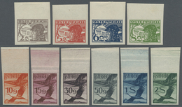 * Österreich: 1925, Flugpostmarken 'Pilotenkopf Und Kranich' Zehn Werte UNGEZÄHNT Vom Oberen Bogenrand, Ungebrau - Unused Stamps