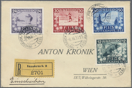 Br Österreich: 1933, Jugendwohlfahrt: FIS-Wettkämpfe In Innsbruck, Kompletter Satz Auf Einschreibebrief Nach Wien - Unused Stamps