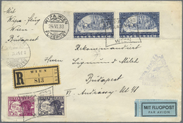 Br Österreich: 1933, 50 Gr. WIPA, Normales Und Faserpapier, Beide Werte Und Zusatzfrankatur Auf Flug-R-Brief, Ent - Unused Stamps