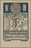 Ansichtskarten: Bayern: MÜNCHEN/KUNST: 4 Karten - 1888 "Gruss Aus..." Kunstgewerbeausstellung, "Land - Andere & Zonder Classificatie