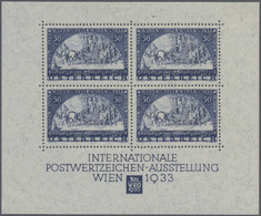 * Österreich: 1933, WIPA-Block Ungebraucht Mit Drei Haftstellen Im Oberrandbereich (Marken Postfrisch) Sowie 4 F - Unused Stamps