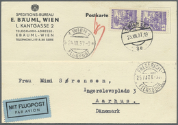 Br Österreich: 1937 (23.8.), Trachten 25 Gr. Im Senkr. Paar Mit Firmenlochung 'E.B' Des Speditions-Bureau 'E. Bäu - Unused Stamps