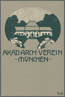 Ansichtskarten: Bayern: MÜNCHEN, Akademischer Architekten Verein, 2 Karten, Sign. Franz Von Stuck, G - Altri & Non Classificati