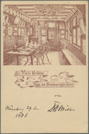 Ansichtskarten: Bayern: 1886/1935, Vorläuferkarte "Viele Grüsse A.d. Bratwurstglöcklein" Gestempelt - Andere & Zonder Classificatie