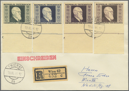 Br Österreich: 1946, 1 S. Bis 5 S. Renner Geschnitten Mit Unterrand, Kompletter Satz Auf Sammler-R-Brief Innerhal - Unused Stamps